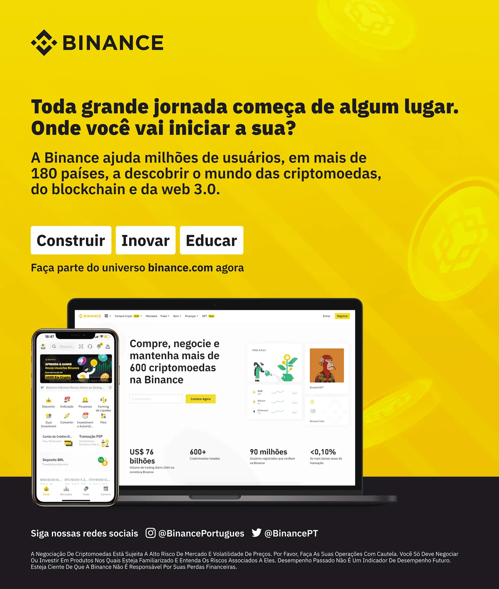 Binance. Key visual, conceito criativo e desdobramentos digitais.