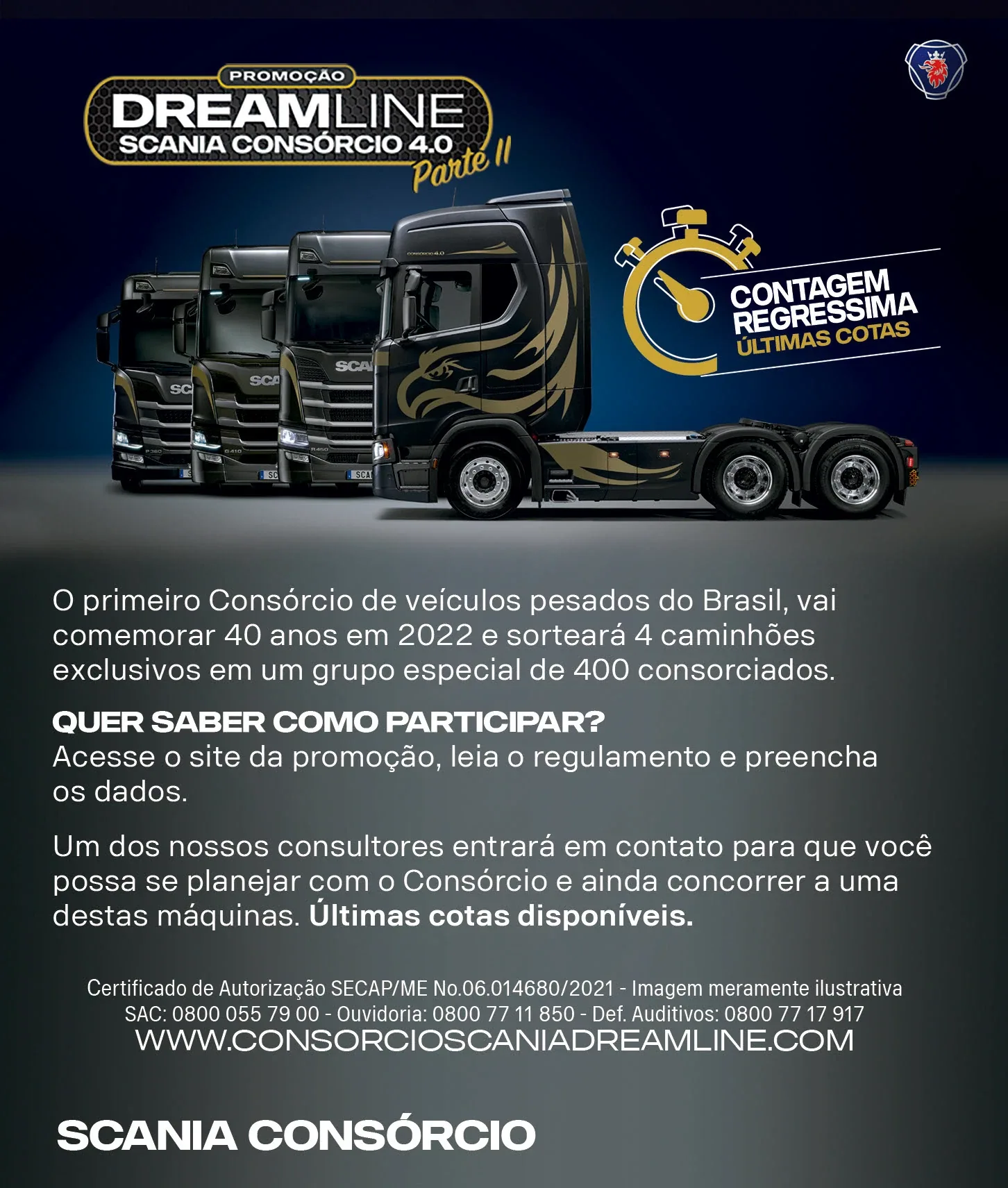Scania Consórcio. Key visual, campanha e peças digitais.